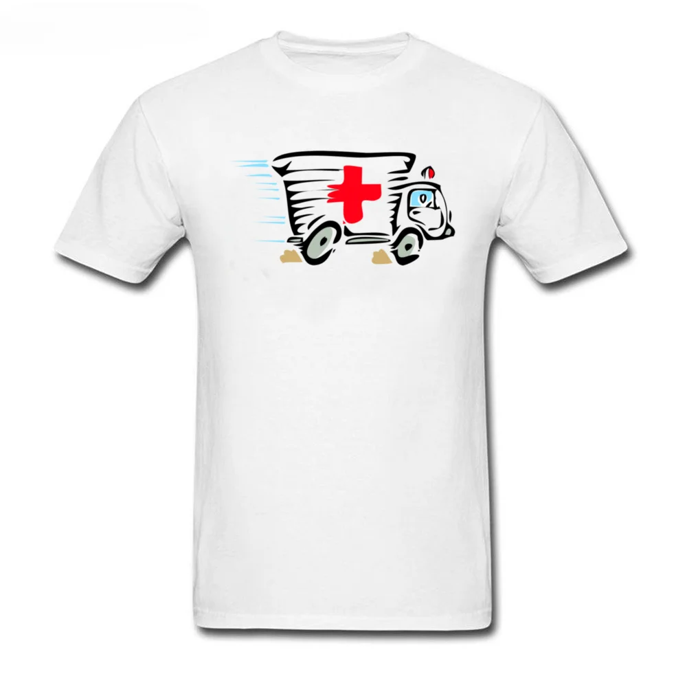 2017 Popular Ambulance Van Cartoon Art Design Men Tops Tees T-shirt 100% Cotton Funny Simple Style Clothing