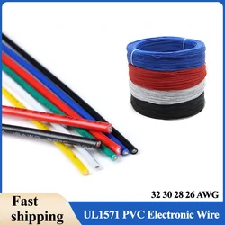 5/10/50/500m UL1571 PVC Electronic Wire 32 30 28 26 AWG Flexible Cable Insulated Tinned Copper Environmental LED Line DIY Cord