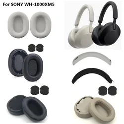 Almohadillas de piel de oveja auténtica para auriculares Sony WH-1000XM5, reemplazo de almohadillas para las orejas, funda protectora para la diadema