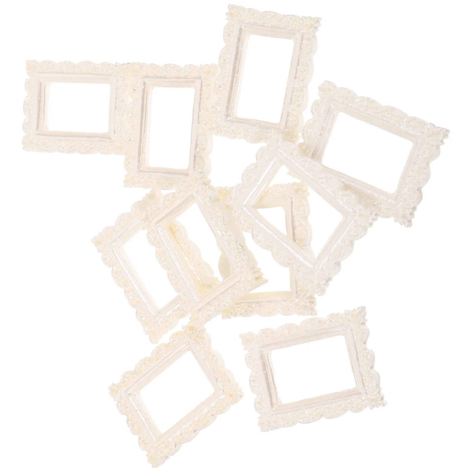 10 Pcs Collage Picture Frames Photo Ornaments Mini Vintage House Resin Simple Decoration White House Picture Frame for