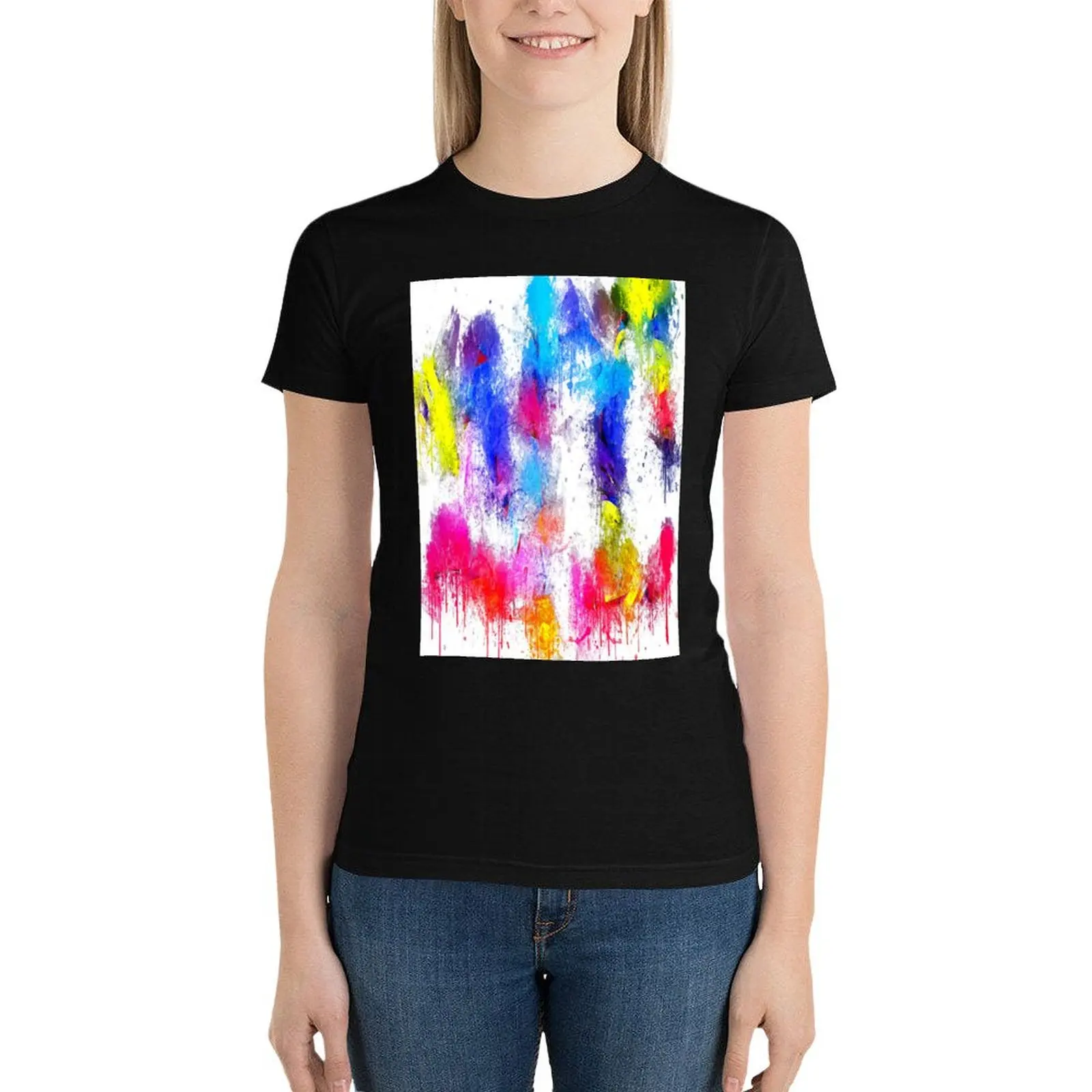 

PASTEL SPLASH 2DRESSES AND T-Shirt summer top Short sleeve tee black t-shirts for Women