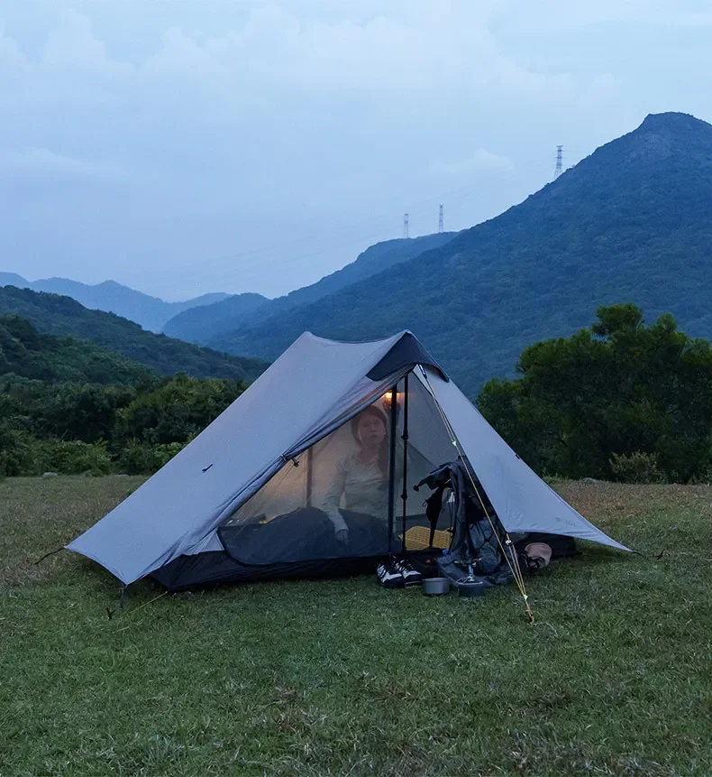 3F UL GEAR 2026 Version New Waterproof T Zipper Inner Open LanShan 2 Two Person No-See-Um Light Weight 15D Silnylon Rodless Tent