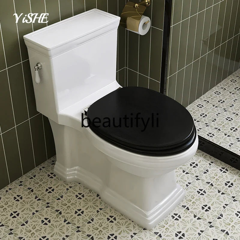 

French retro toilet European bathroom solid wood cover siphon ceramic American toilet6239