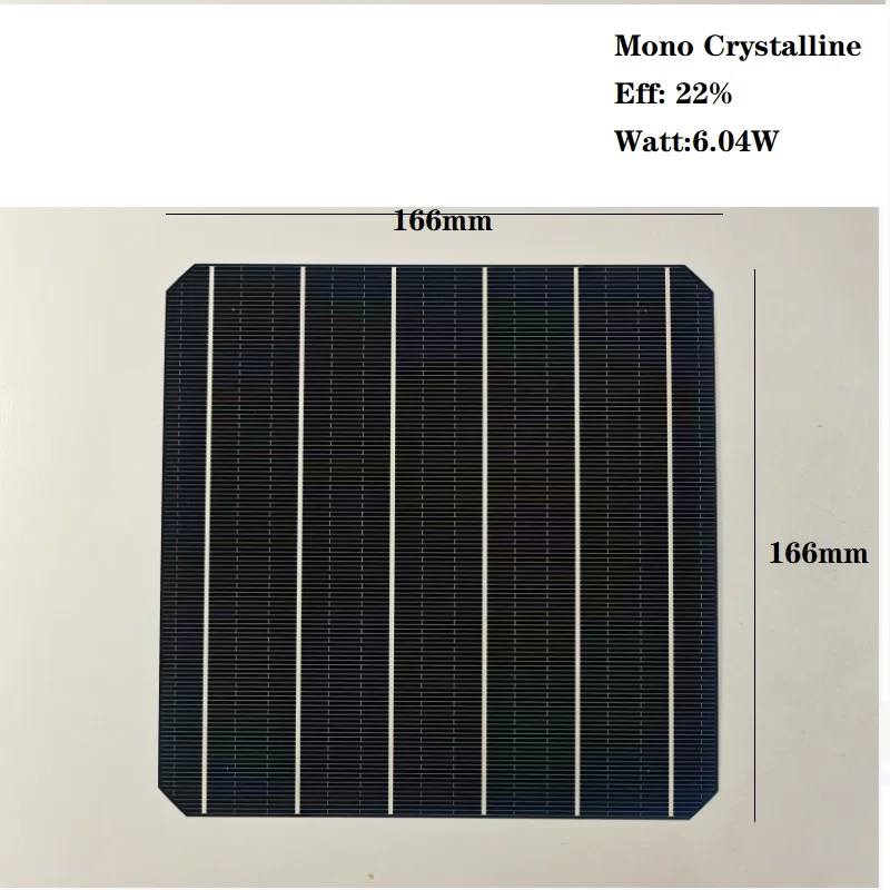 Mono Crystalline Solar Cells A Grade 22% High Efficiency 6.04W PERC Type 166mx166mm 6BB For Make Solar Panel
