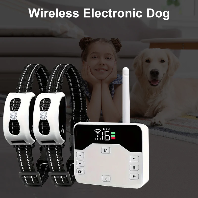 2 In 1 Electric Pet Wireless Fence Dog Training Collar Anti Runaway Up to 3 Dogs Outdoor Pet Contaireless Control Electron Fence