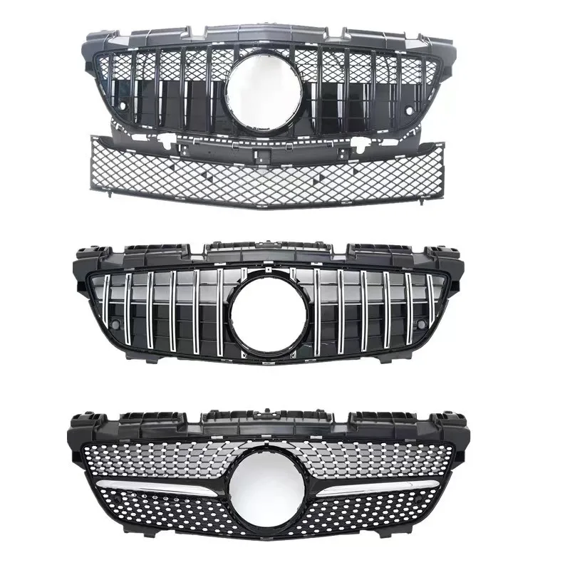 Upgrade to GT style gloss silver/black front bumper grille for mercedes benz SLK R172 2011-2015