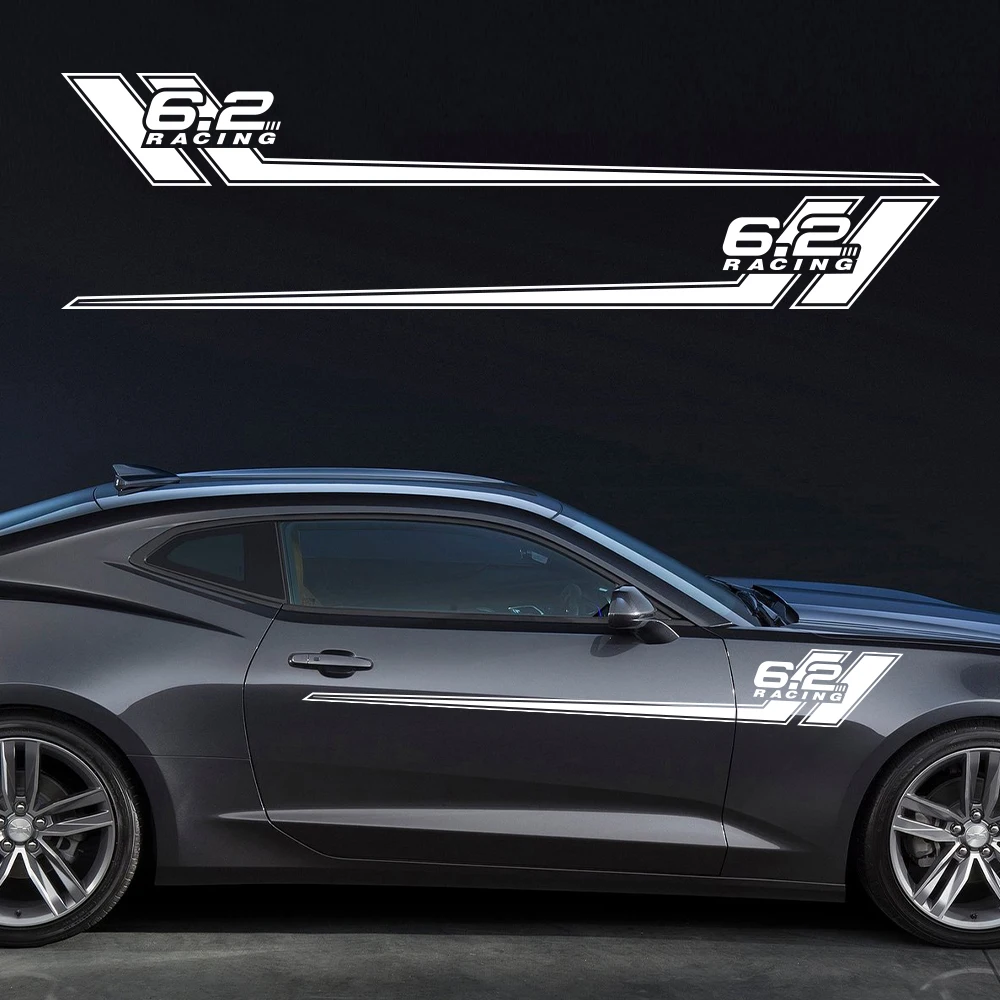 2 قطعة باب السيارة الجانب العلوي شريط ملصق 6.2 سباق الخصر خط الجسم ملصق مائي اكسسوارات لشروليه كامارو 2010-2022 SS LT RS