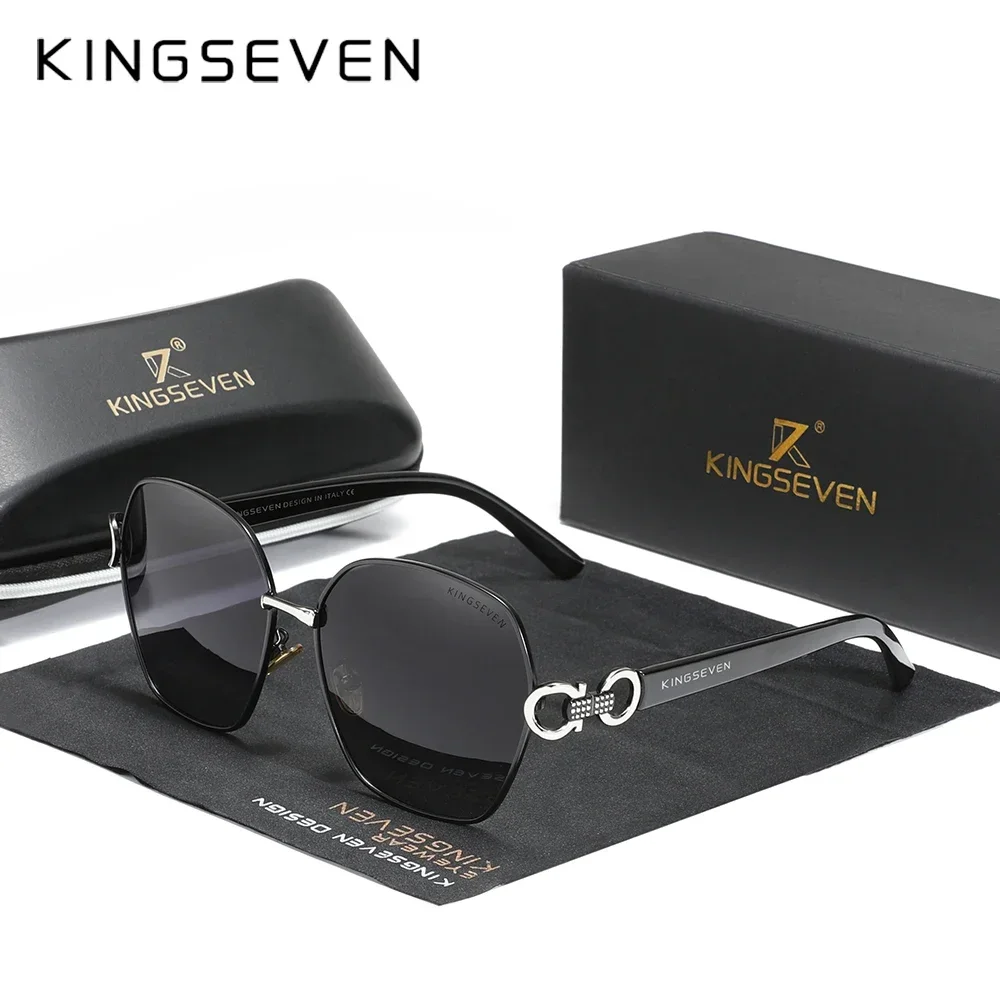 KINGSEVEN Polarisierte Vintage-Sonnenbrille für Damen, trendige große Brillenfassung für Damen, Schmetterlingsrahmen