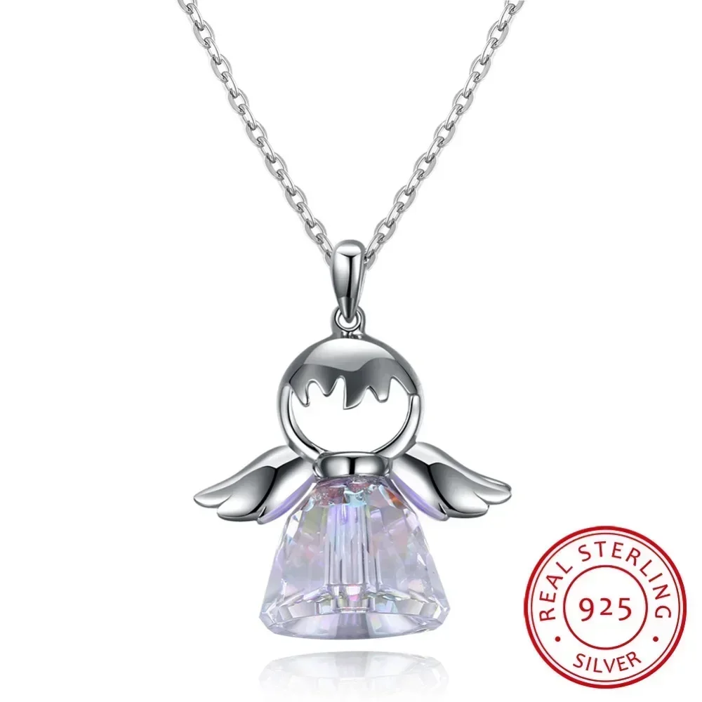 

Luxury Eternal star Brand Fine Jewelry originality Guardian Angel Crystal Name Necklace for Women Elegant Charm Jewelry Gift