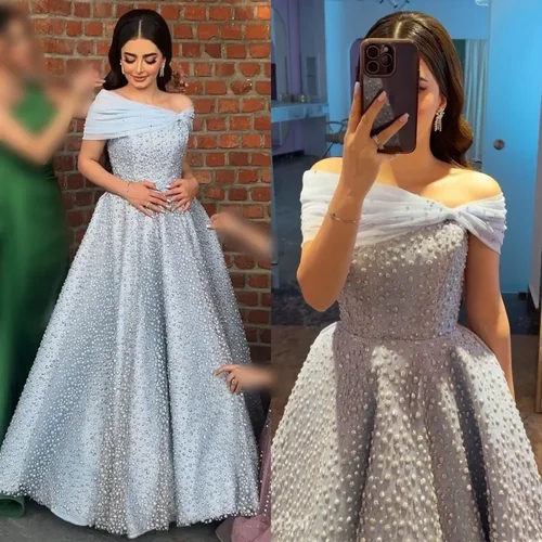 Imagen 2 del producto Vestido de noche elegante personalizado, corte en A de lujo brillante hasta el suelo, vestidos elegantes de Gala, estilo moderno de lujo para mujer