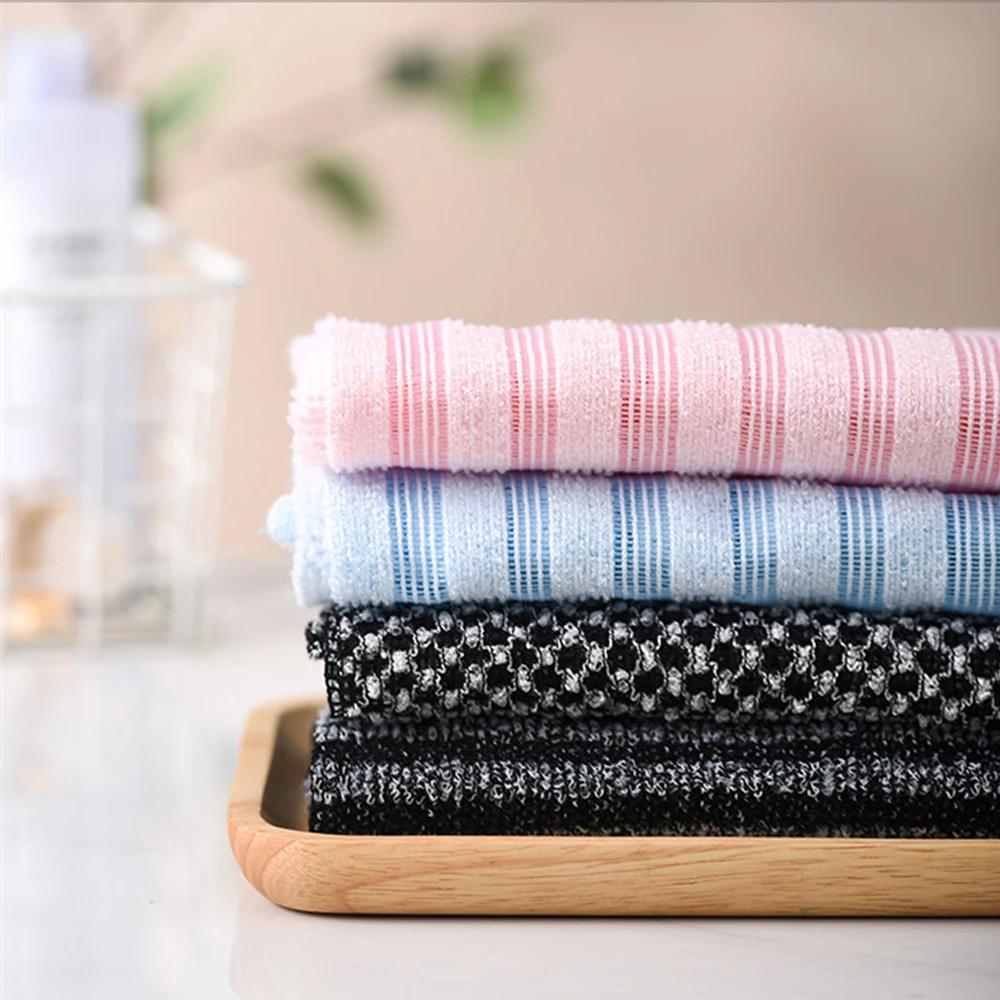 Long Nylon Exfoliating Bath Towel Multi-color Body Scrub Wash Cloth Quick Dry Back Shower Towel for Deep Skin Cleaning Dead Skin