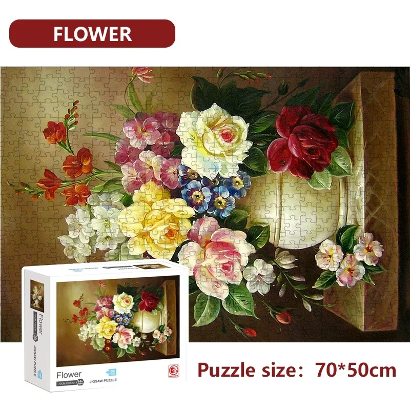1000pcs Puzzle Paper Toys Famous Oil Painting Flower 1000 Pieces Jigsaw Puzzle Children Gift Adult Educational Puzzle