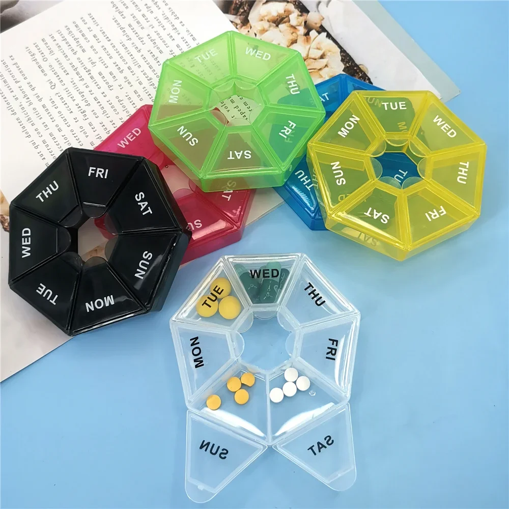 

Mini Small Portable Travel Pill Box Vitamin Pills Cases Container Organizer Storage Tablets 7 Days Grids Medicine Fish Oils