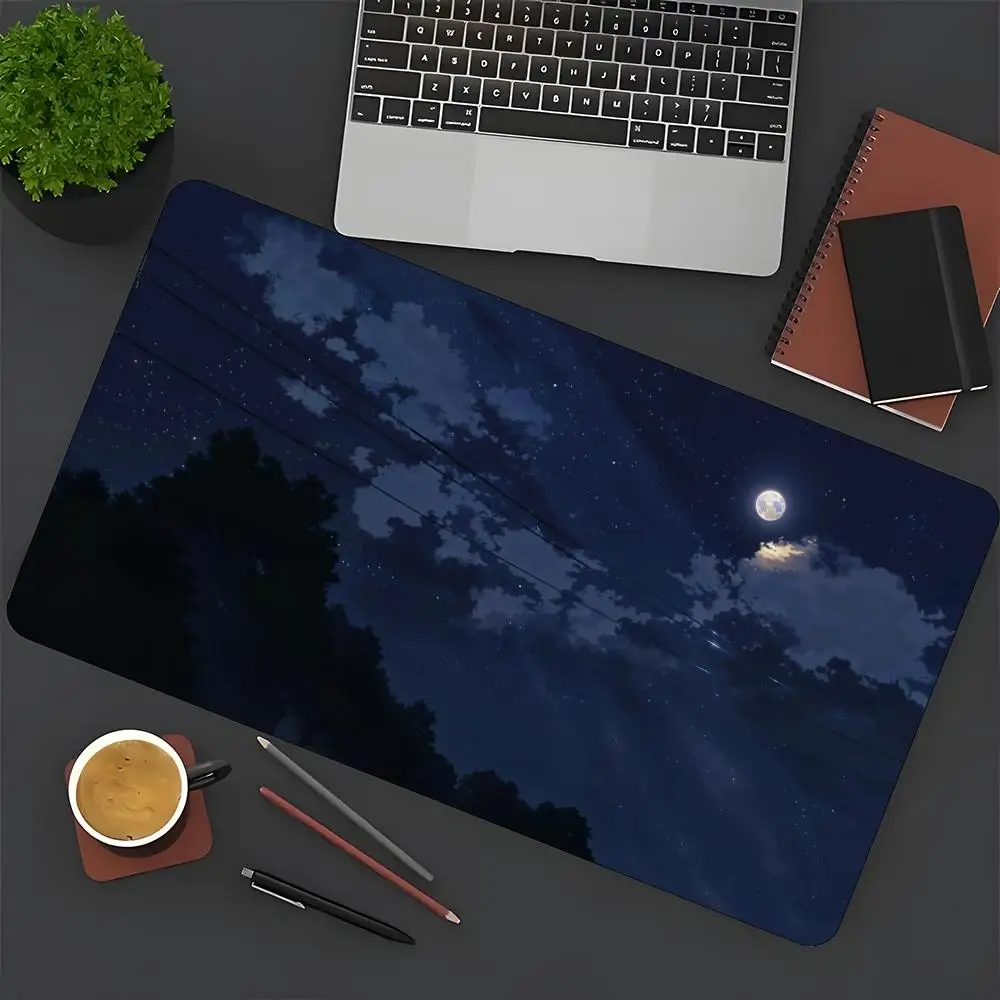 

Immersive moonlit night starry sky anime style mouse pad, office game mouse pad table pad, rubber material is non-slip.