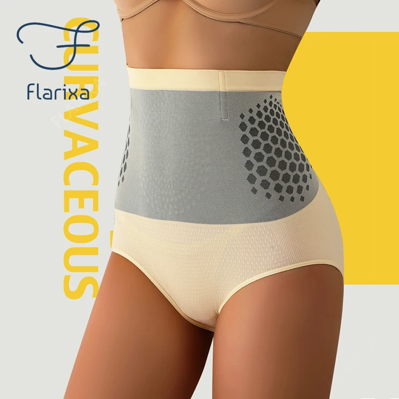 Flarixa High Waist Shaping Briefs Seamless Body Shaper for Women Tummy Slimming Panties Comfortable Hip Lifting Underwear