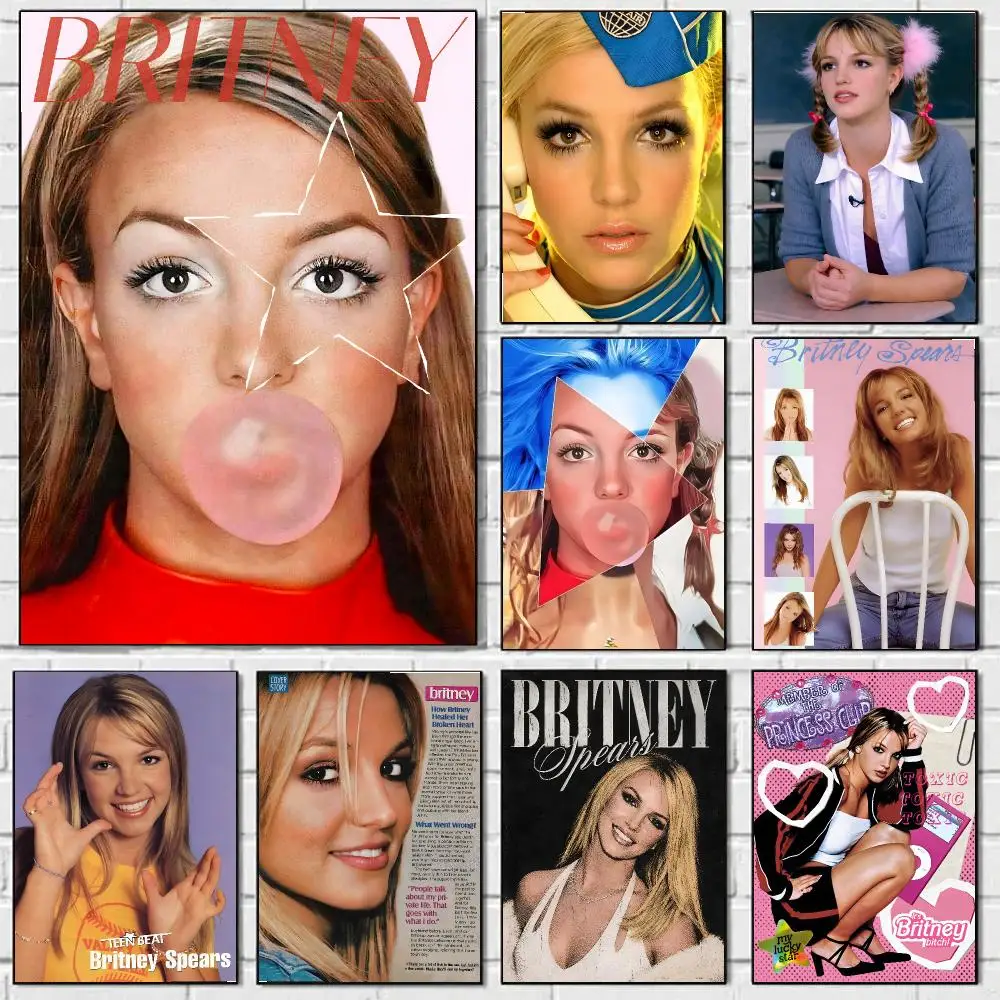 B-Britney Spears Poster Stickers Mural Painting Self-Adhesive Decor For Bedroom Living Room Home HD Wall Decals Gift