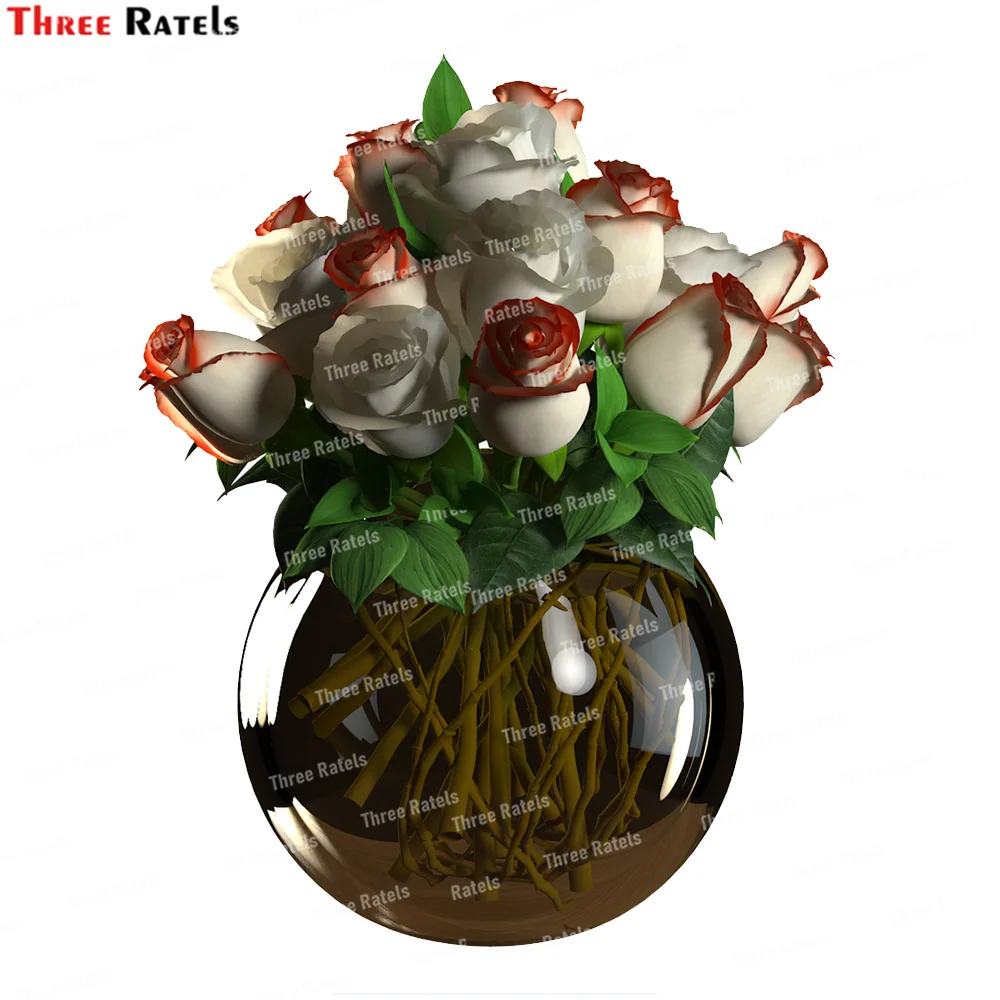 Three Ratels K582 Flower Vase Self-Adhesive Wall Sticker Waterproof Background Refrigerator Decorative Decals