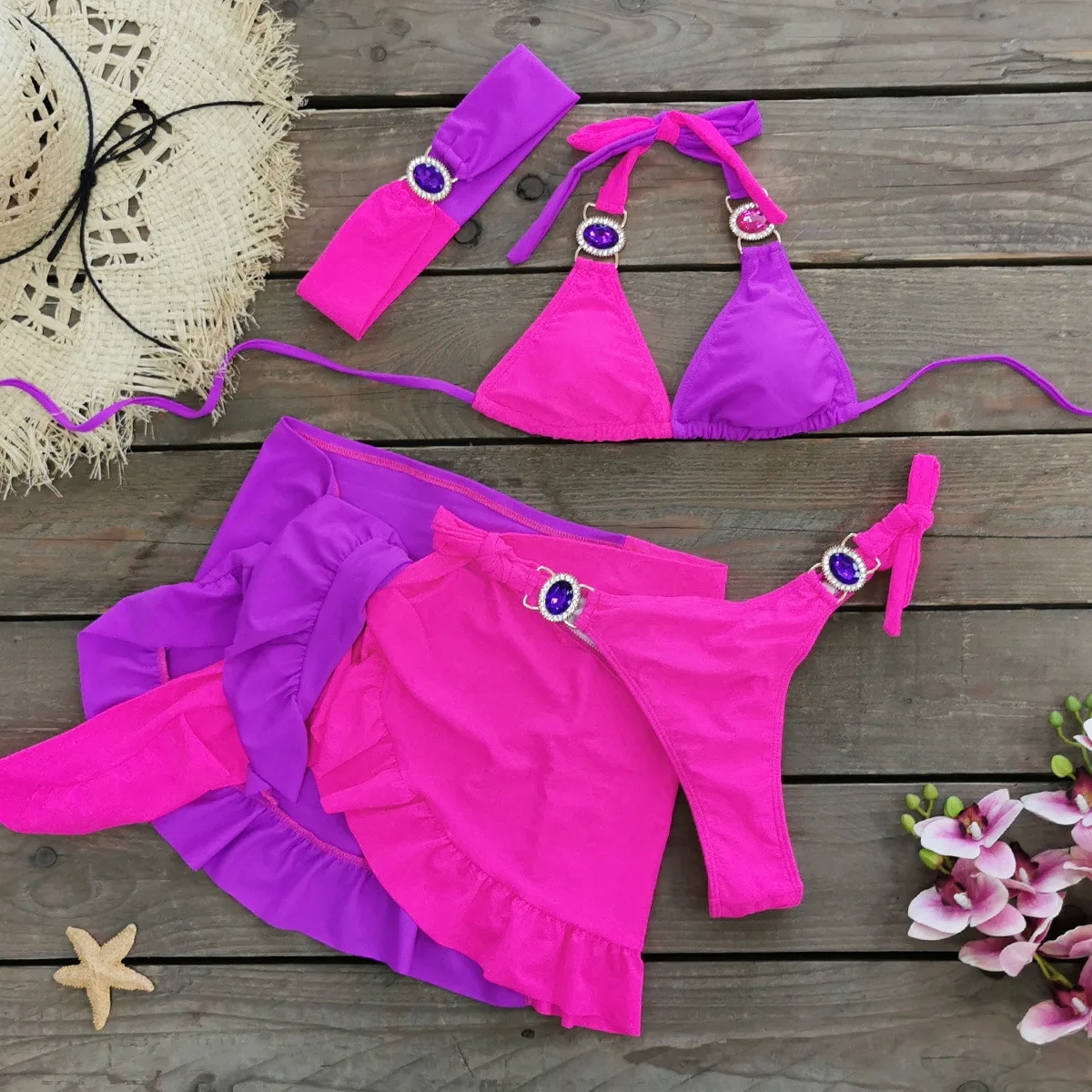 Traje de baño de moda de verano para mujer, falda envolvente para la playa