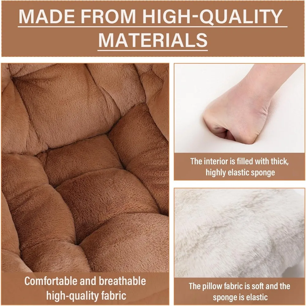 كرسي كسول مع مسند، كرسي صالة قراءة مريح مع مسند للقدمين ووسادة رمي حديثة مع مساند للذراعين وجيب جانبي للمعيشة #5