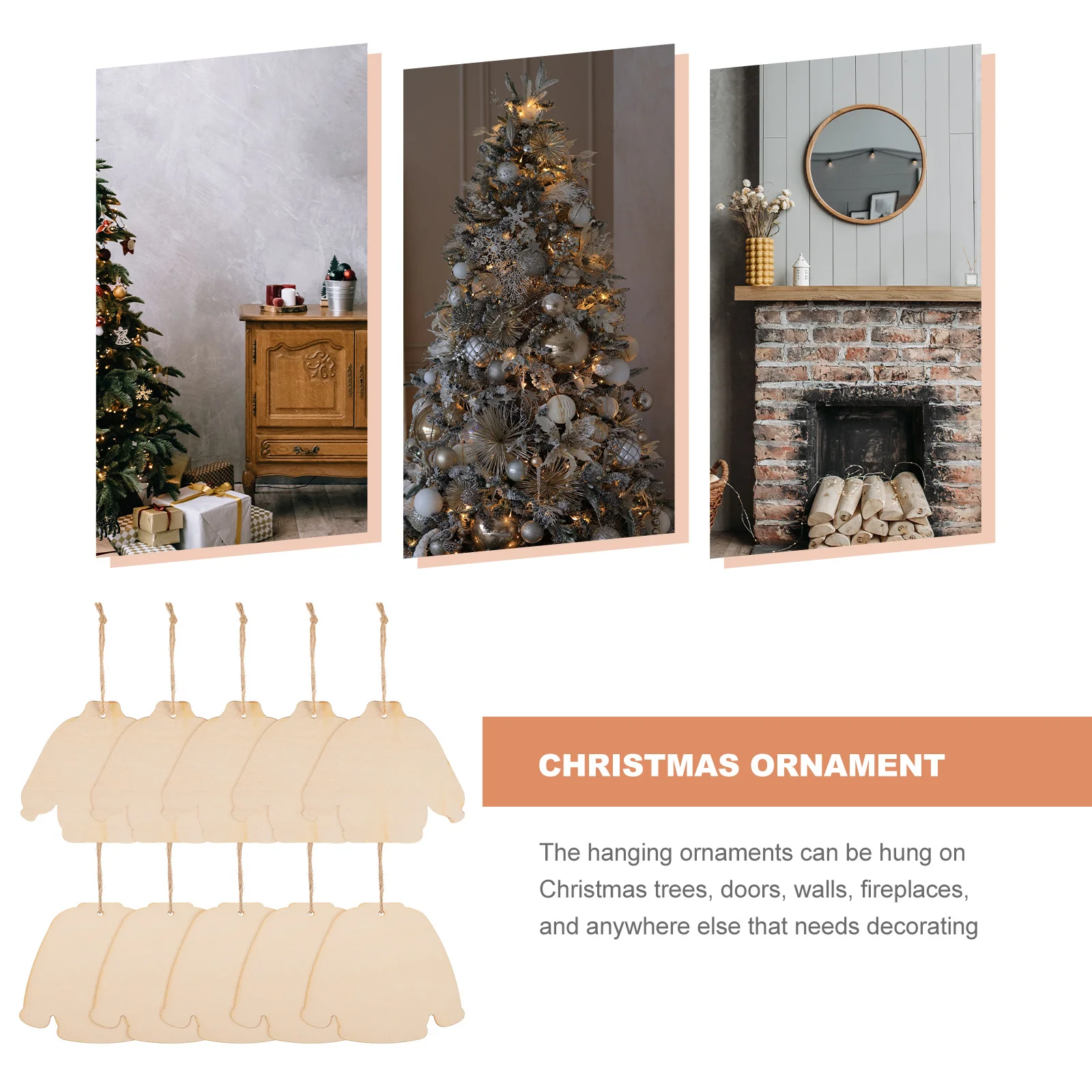 

1Set Blank Wood Chips DIY Christmas Wooden Cutouts Unpainted Xmas Pendants for Wall Window Tree Decoration Holiday Craft