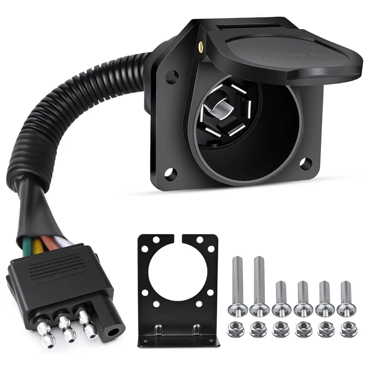 Promotional-4 Way Flat to 7 Way Round Blade Trailer Adapter Wiring Harness 4 Pin to 7 Pin Electrical Connect Wiring Plug Connect