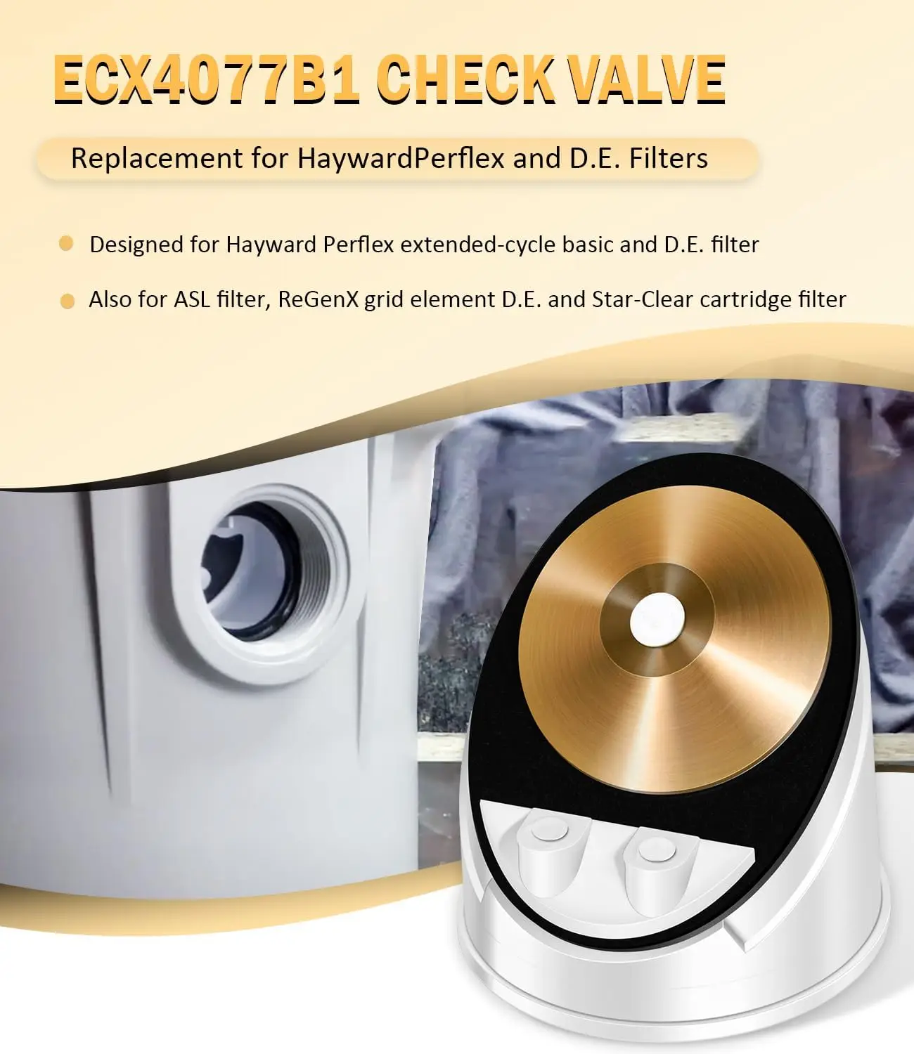 ECX4077B1 Rückschlagventil für HaywardPerflex & D.E. Filter passen auf ASL-Filter, ReGenX Grid Element D.E. Star-Clear Patronenfilter – Detail 5