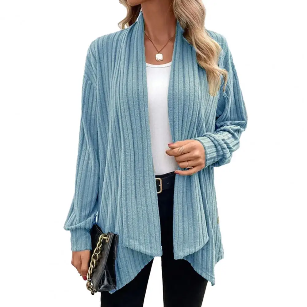 Solid Color Shawl Jacket Chic Cozy Women's Fall Cardigans Irregular Solid Color Soft Texture Mid-length Style for Comfort
