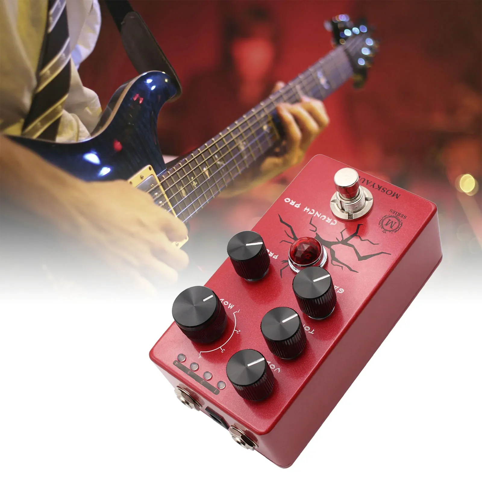 

4 Modes (Vol/tone/gain/pres) True Bypass Mosky Crunch Pro Distortion Pedal for Guitar/bass with Metal Tone