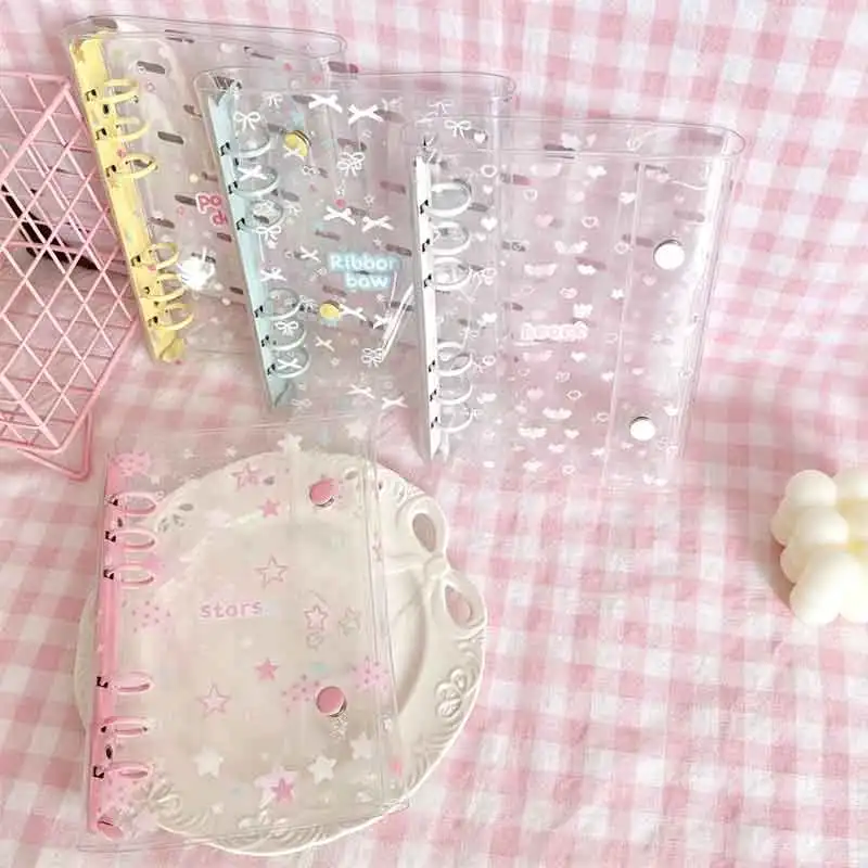 A6 Polka Dot Star Bow Photo Album Double Snap PVC Soft Cover Color Clip Polaroid Idol Photo Photocard Binder