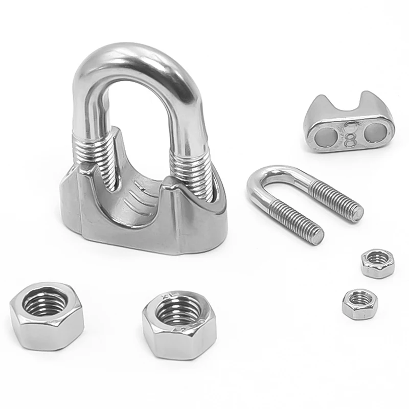 Picture 6: 5-50pcs 304 Stainless Steel Cable Clamps, Metal Fixtures, M2/M3/M4/M5/M6/M8 U-Shaped Fixtures for 1.5-8mm Steel Wire Ropes