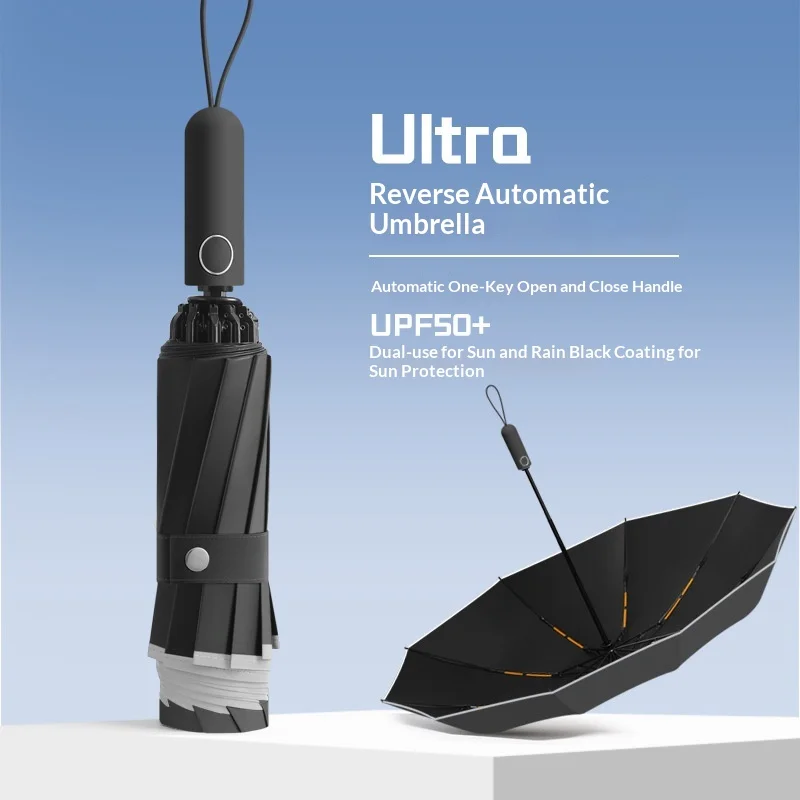 

20 Ribs Reverse Automatic Umbrella Windproof UV Protection Large Folding Umbrella