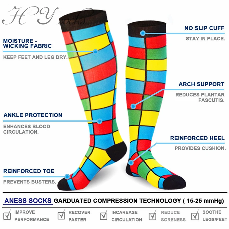 Compression Socks Athletic Men Women Best Graduated Breathable Nursing Socks Fit Running Outdoor Hiking Flight For Athelete