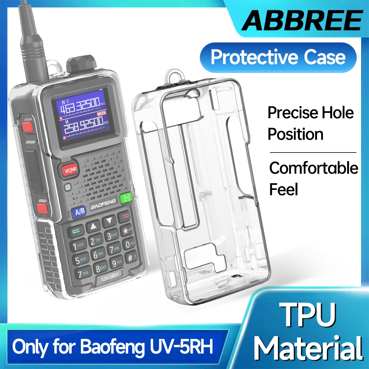 ABBREE Transparent Walkie Talkie Protective Case TPU Material Drop Druable Protection Dustproof For UV-5RH AR-5RM Ham Radio