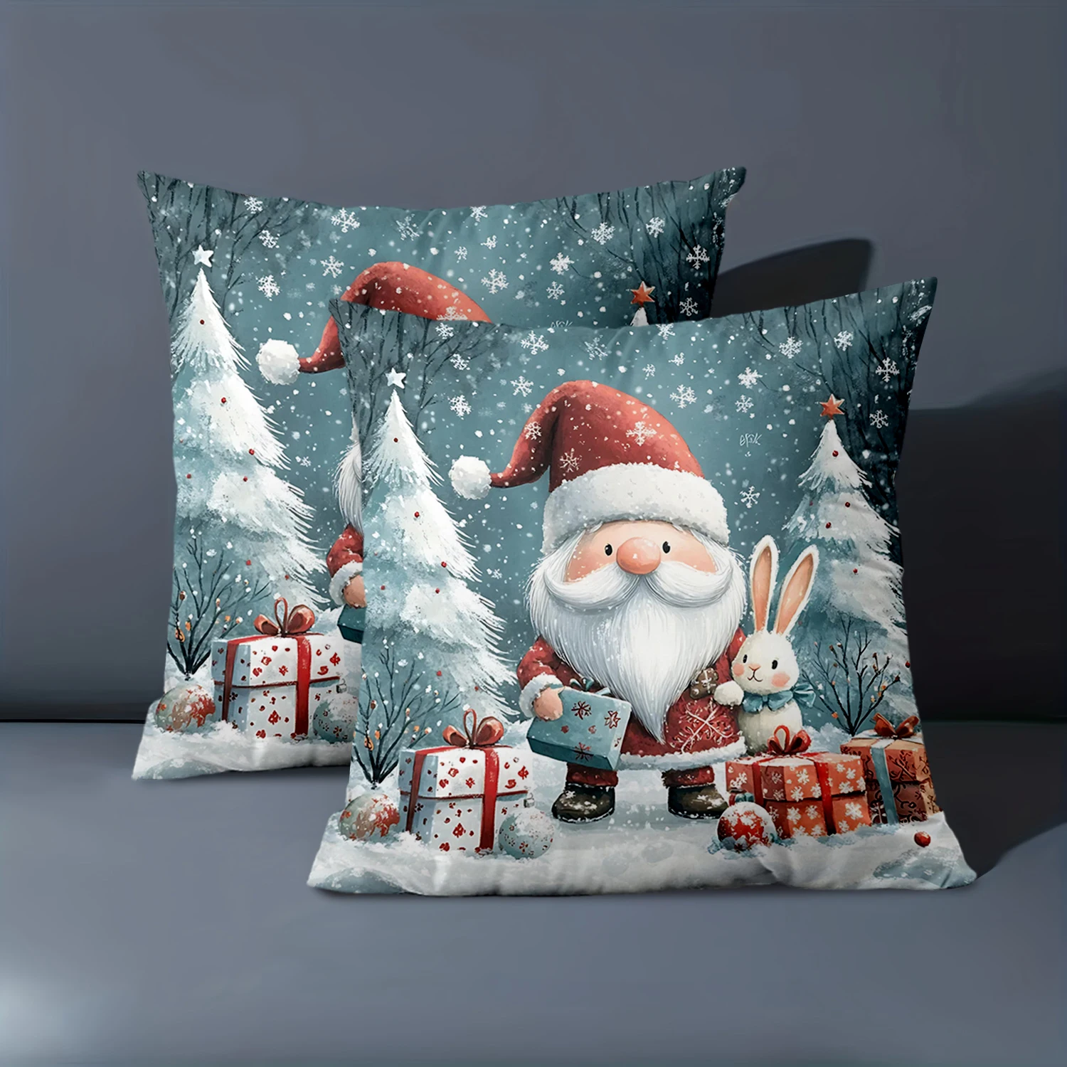 

1 Pieces Christmas Santa Bunny Gift Pillow Cushions Polyester pillowcase, sofa decorative cushion cov Headboard Pillow