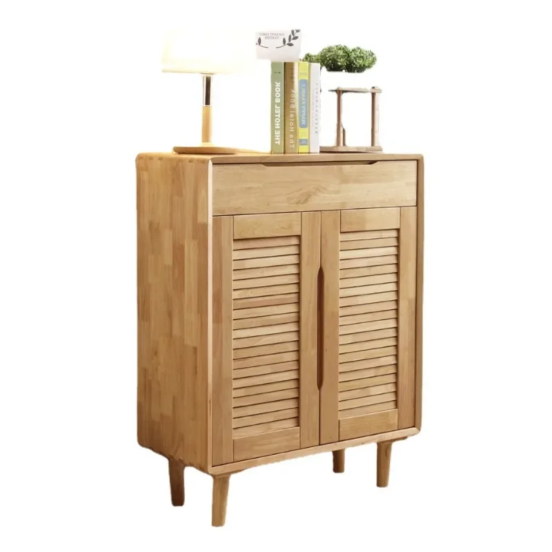 

Solid wood shoe cabinet Nordic style simple household door storage large capacity