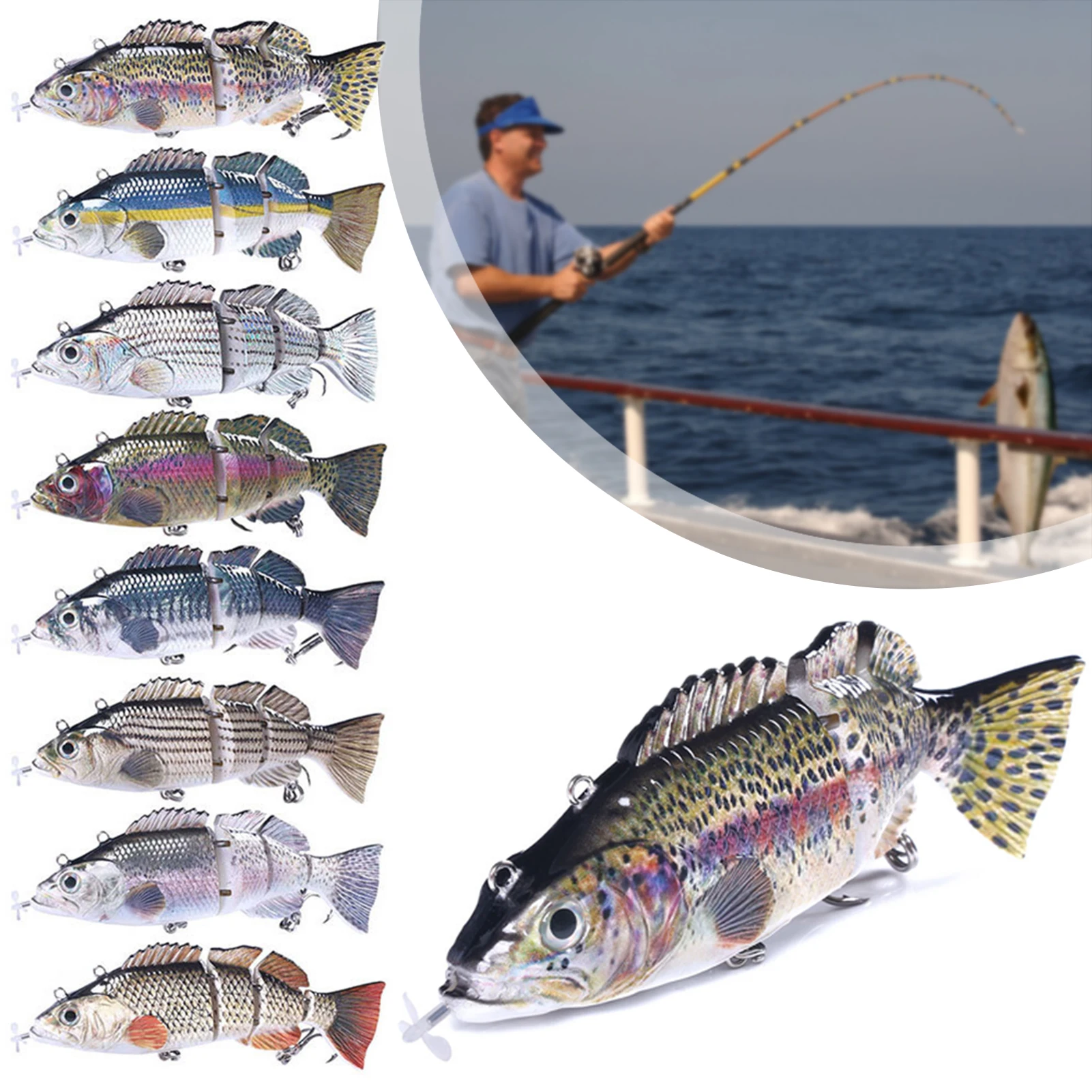 

Robotic Lure For Bass Fishing Multi Sections Colorful Realistics Fishing Lures With Hook For Night Fishing