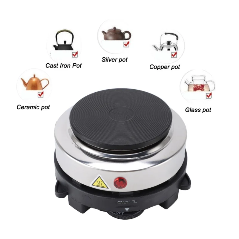 500W Electric Hot Plate Stainless Steel 6 Speed Temperature Adjustable Electric Tea Pot Burner for Moka EU Plug 220V view 3