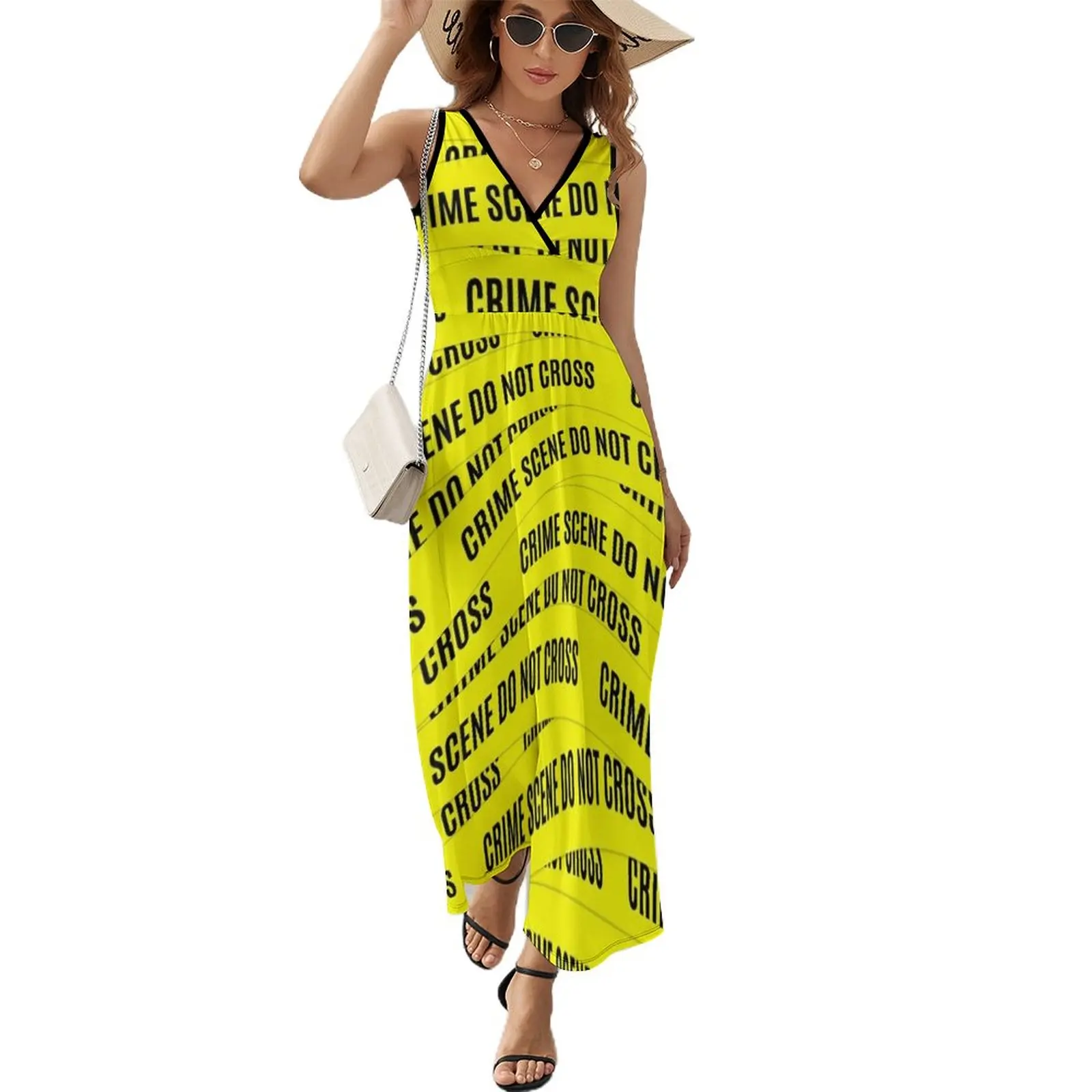 

Crime Scene Tape Pattern Sleeveless Dress Summer women's clothing Bride dresses