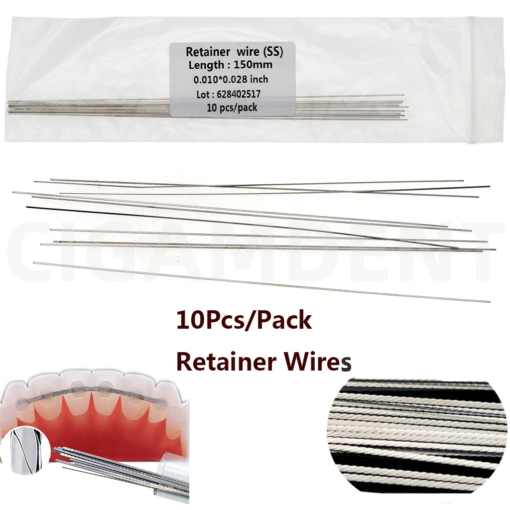 

10Pcs/Pack Dental Orthodontic Stainless Steel Lingual Retainer Wire Flat Plate Twist Wires Straight Dentistry Materials