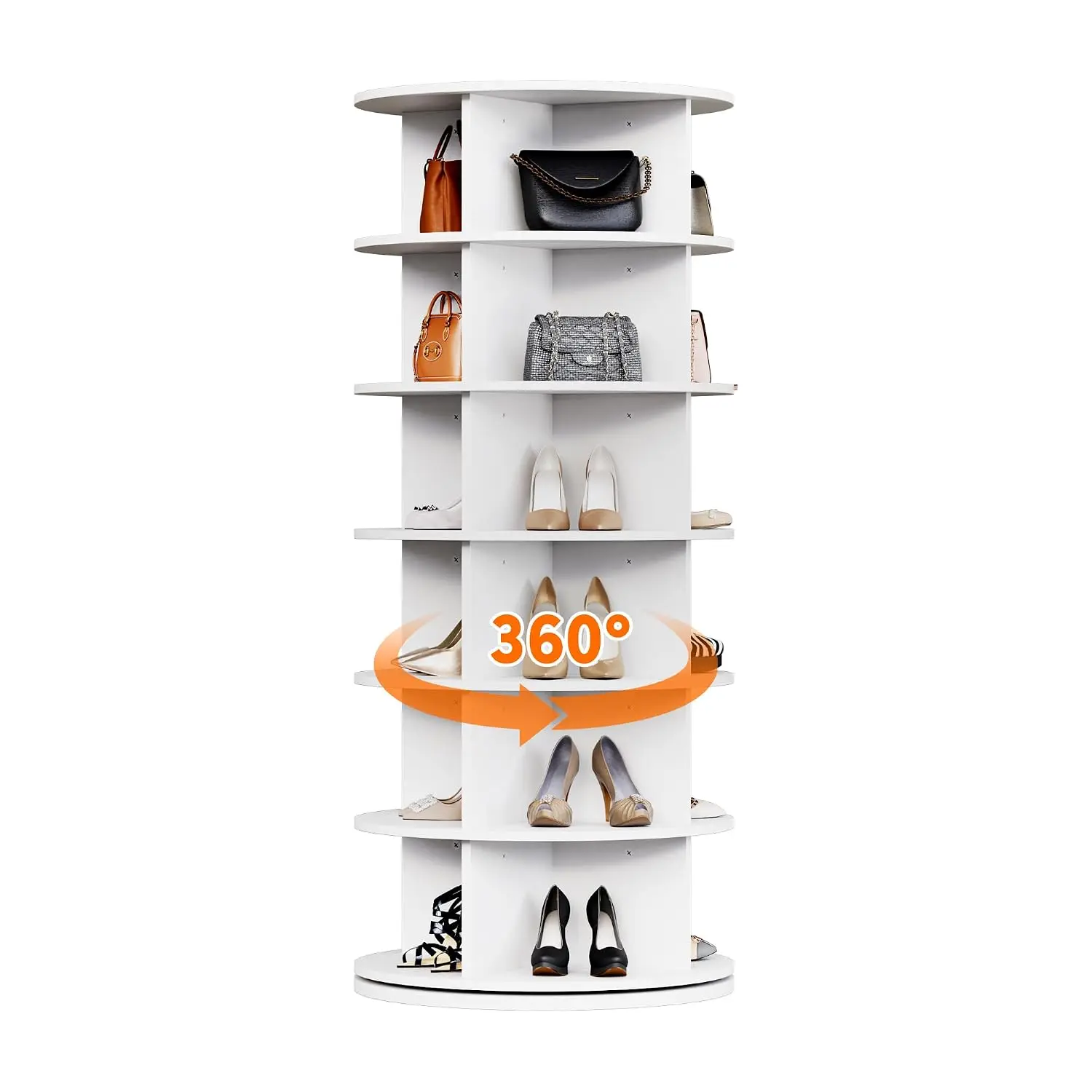 6-Tier Rotating Shoe Rack, Spinning Round Shoe Organizer for Closet Bedroom, Storage Stand , Customized