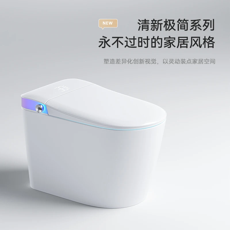 โถสุขภัณฑ์อัตโนมัติแบบแขวนผนังคุณภาพสูง สีขาว ผลิตจาก HDPE พร้อมระบบชำระล้างคู่ ระบบควบคุมระยะไกล ฟังก์ชั่นบิเดต์ ท่อระบายน้ำแบบ P-Trap