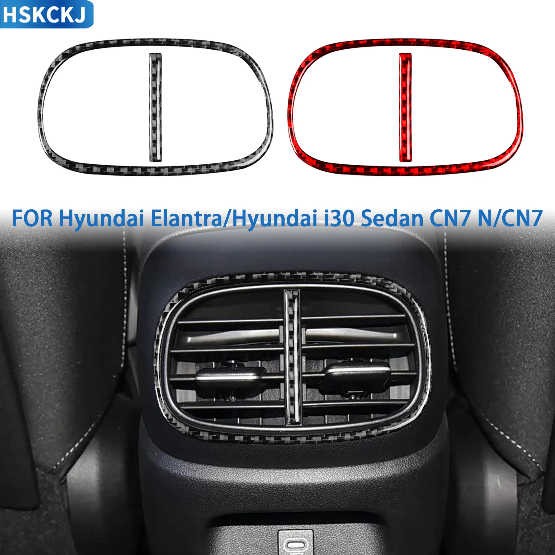 Для Hyundai Elantra CN7 i30 Sedan CN7 N 2021-2026: Декоративная накладка на задний воздуховод кондиционера в стиле карбон, элементы интерьера, наклейки