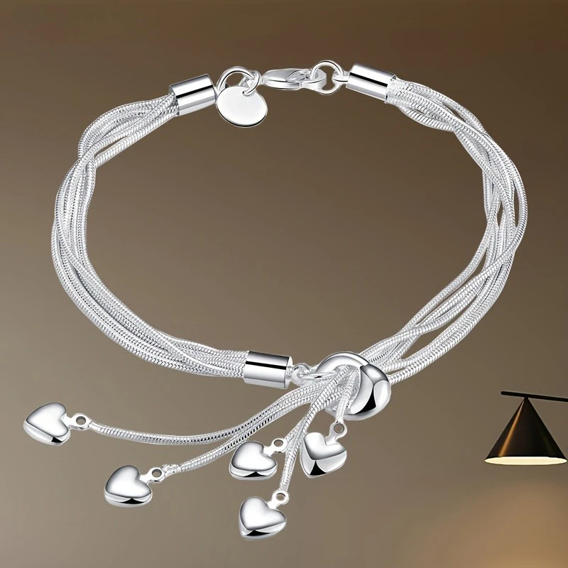 

Новые подвески из стерлингового серебра 925 пробы, темпераментный браслет в форме сердца для женщин, доступные ювелирные аксессуары, модный вечерние свадебный подарок