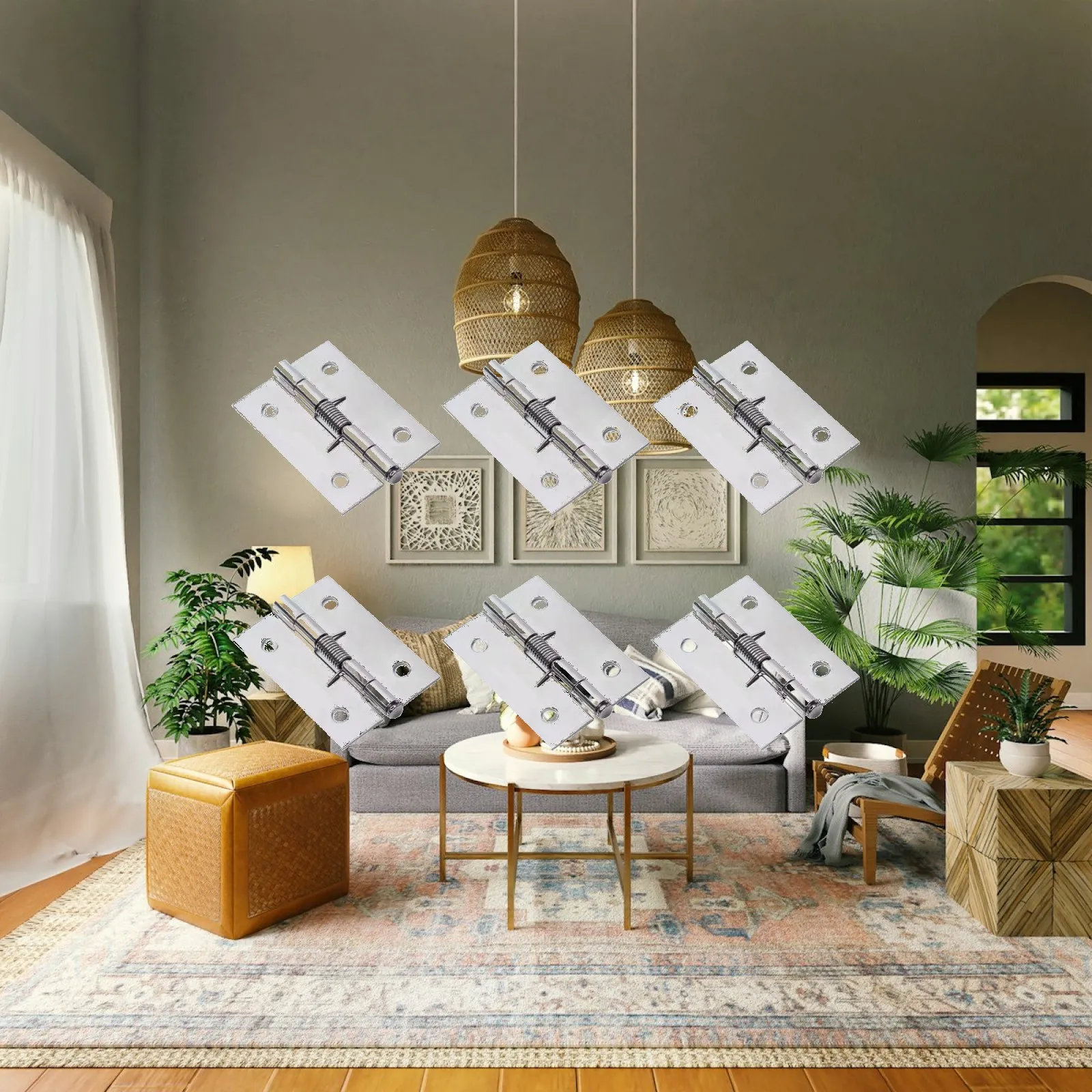 

Self Closing Door Hinges Spring Loaded Stainless Steel Hardware Set for Hand Door and Cabinet Closers