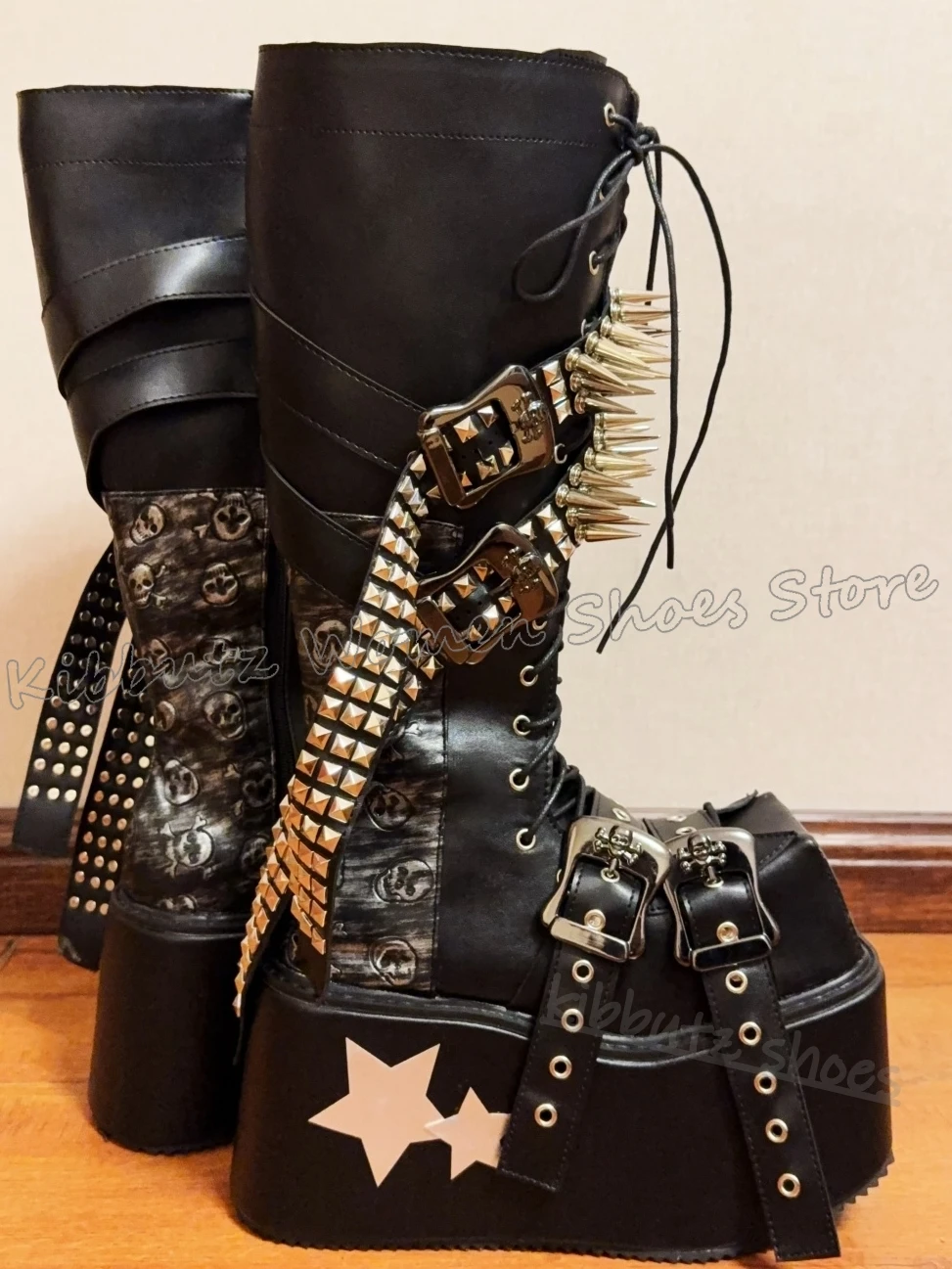 

Сапоги до колена на платформе с заклепками в стиле рок-панк, готика, темный стиль, модная роскошная элегантная лаконичная пикантная кожаная обувь для девочек, новейшая обувь
