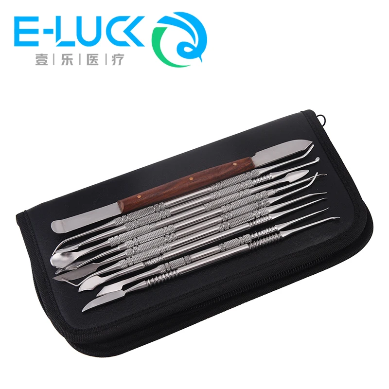 Kit de cuchillos de cera Dental, espátula, cuchillo de yeso, práctico juego de herramientas de instrumento de tallado de cera de dientes versátil de acero inoxidable