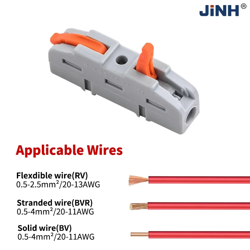 JINH 32A CMK401 Inline Lever Splice Connector 1-Port to 1-Port 450V 28-12 AWG Quick Wiring Pack of 10/20/50/100