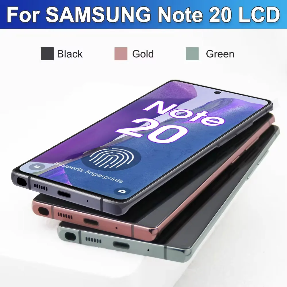 Note20 Screen for Samsung Galaxy Note 20 N980F Lcd Display + Touch Screen Assembly Support S Pen Fingerprint Read with Frame