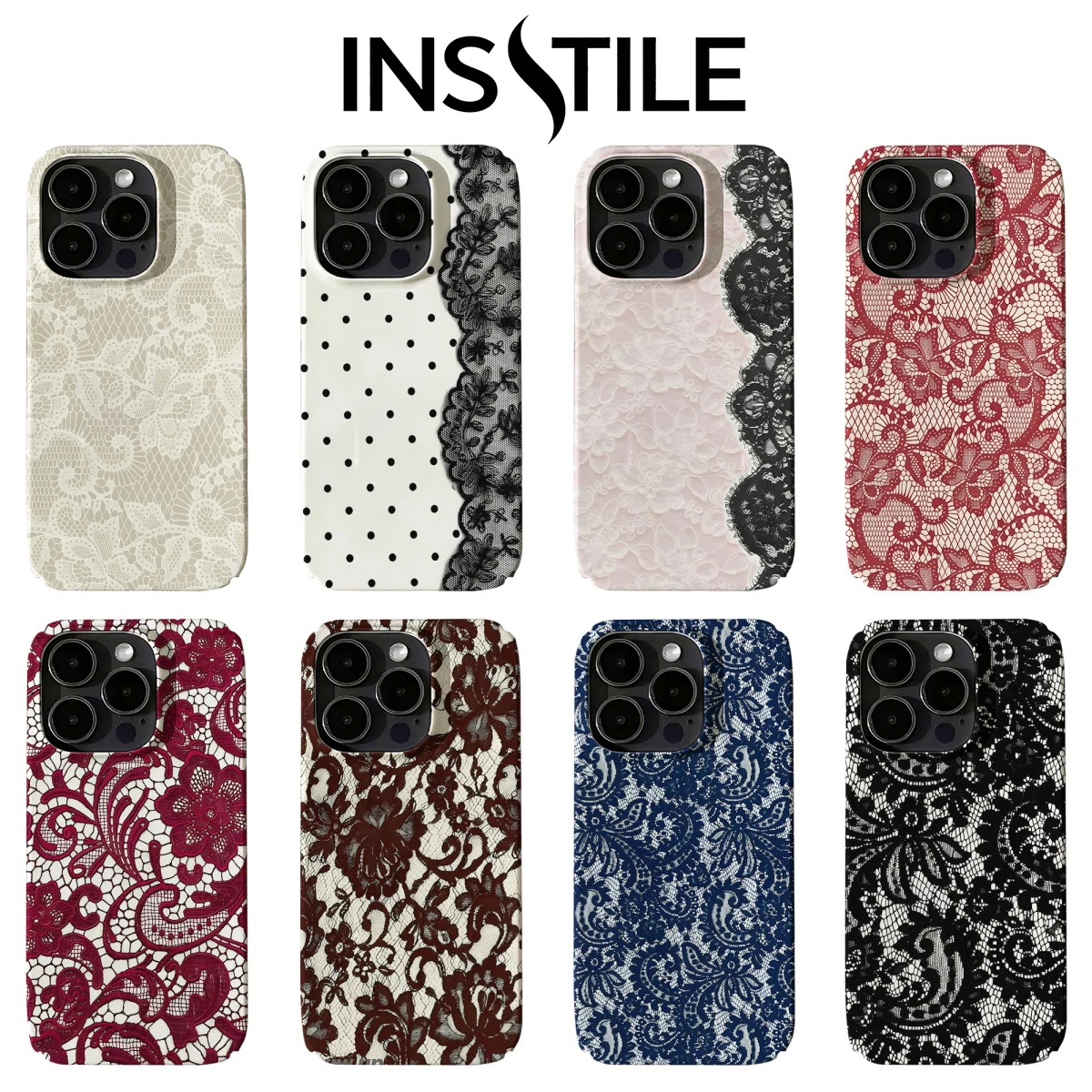 Coque de téléphone personnalisée en dentelle brillante pour iPhone 17 16 15 14 13 12 11 Air Pro Max X XS XR XSMax 7 8 Plus, en PC rigide avec film brillant