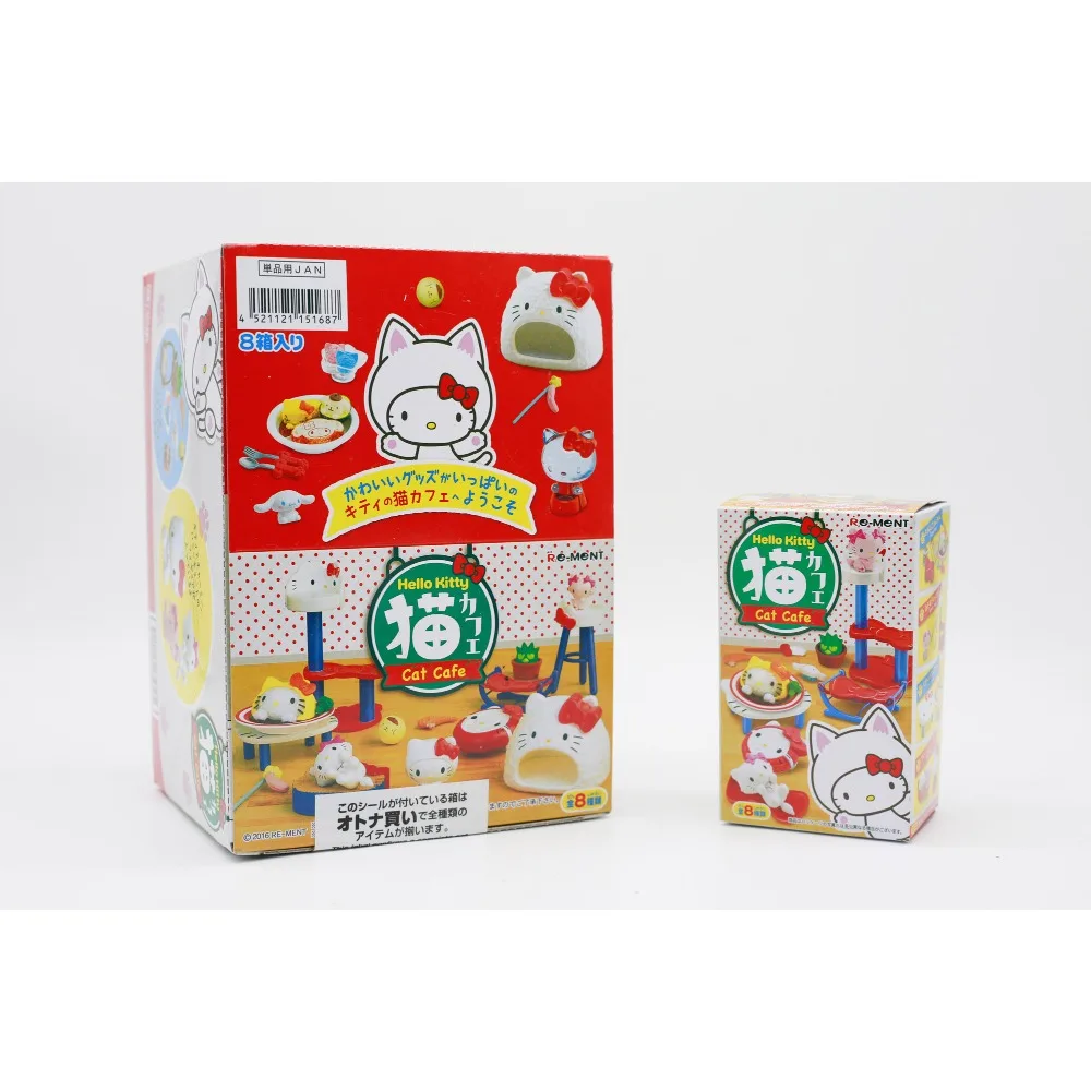 

Коллекционный набор мини-фигурок Rement Hello Kitty Cat Cafe Blind Box: игрушки-фигурки Sanrio, кошачье дерево, кошачья лежанка, миниатюрные емкости для еды, декор